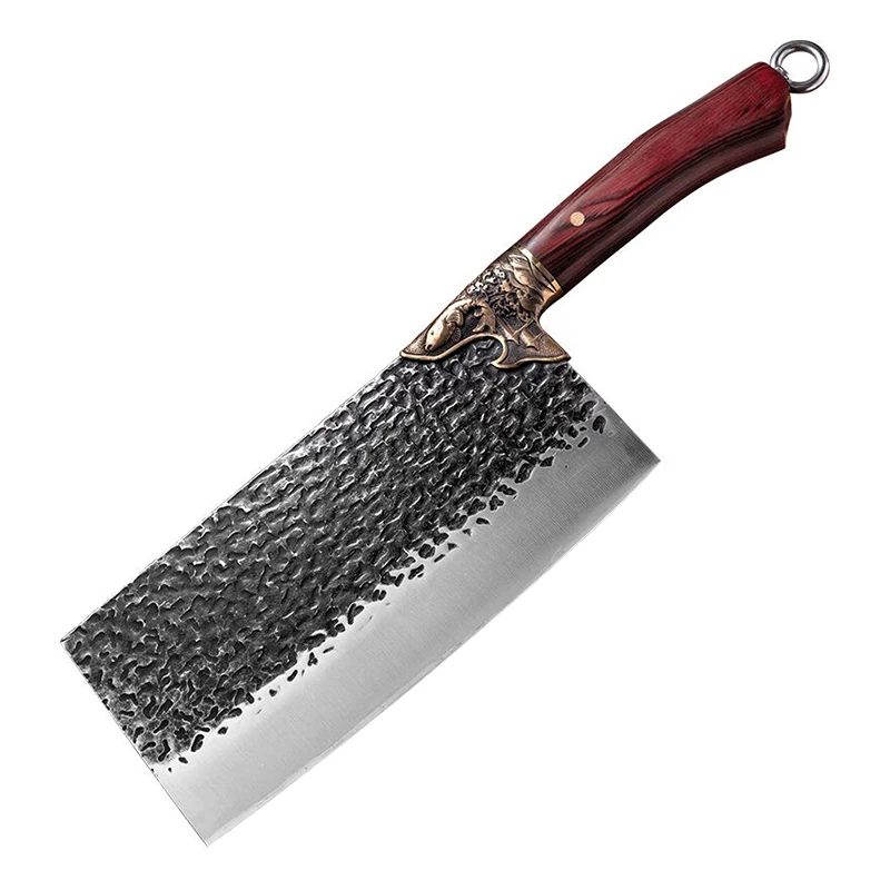 

Hand-forged cutting old kitchen knife slice hammer pattern Longquan stainless manganese steel division household chopping knife
