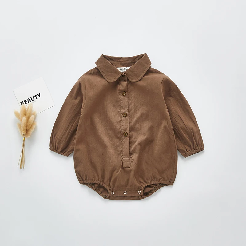 

Новинка весны 2020, одежда для маленьких мальчиков и девочек, одежда для маленьких девочек рубашки из хлопка с воротником, комбинезон с длинны...