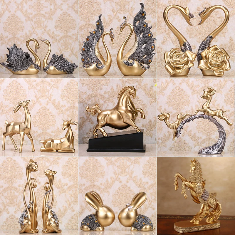 

European style home decoration, new house, indoor living room, porch, Bogu shelf, swan ornaments, crafts, creative wedding gifts