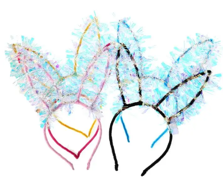 Повязка на голову со светодиодными кроличьими ушками обруч с подсветкой для