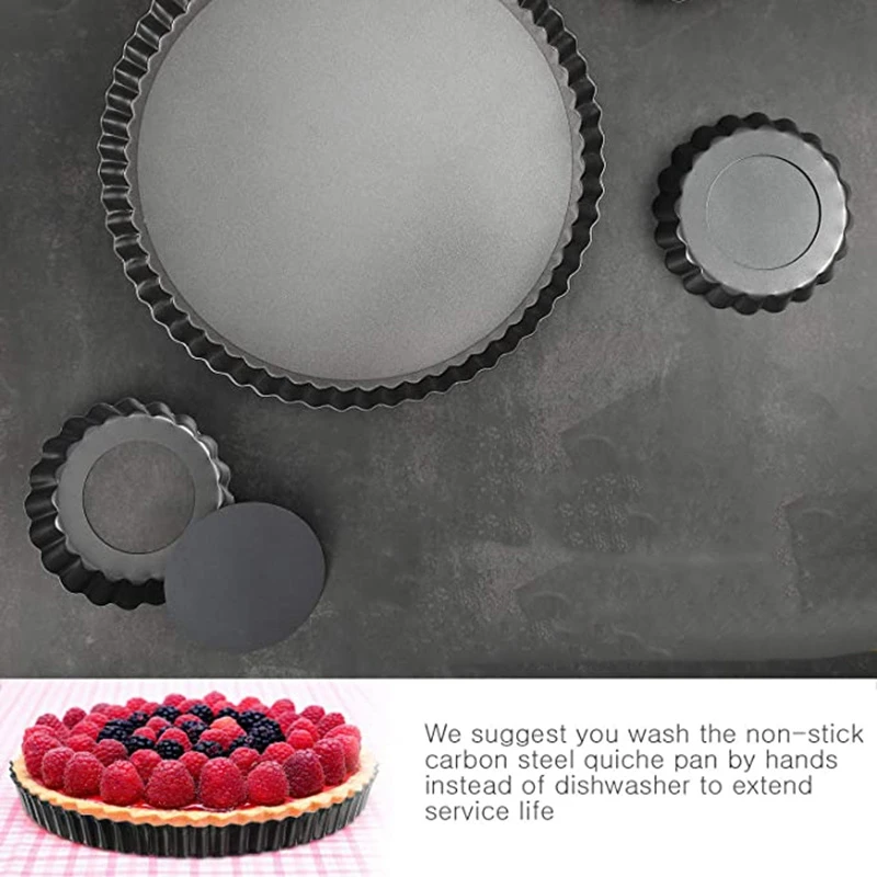 9 Inch and 4 5 Pack Tart Pan Removable Bottom Quiche Non-Stick Pie Baking Dish Carbon Steel | Дом и сад