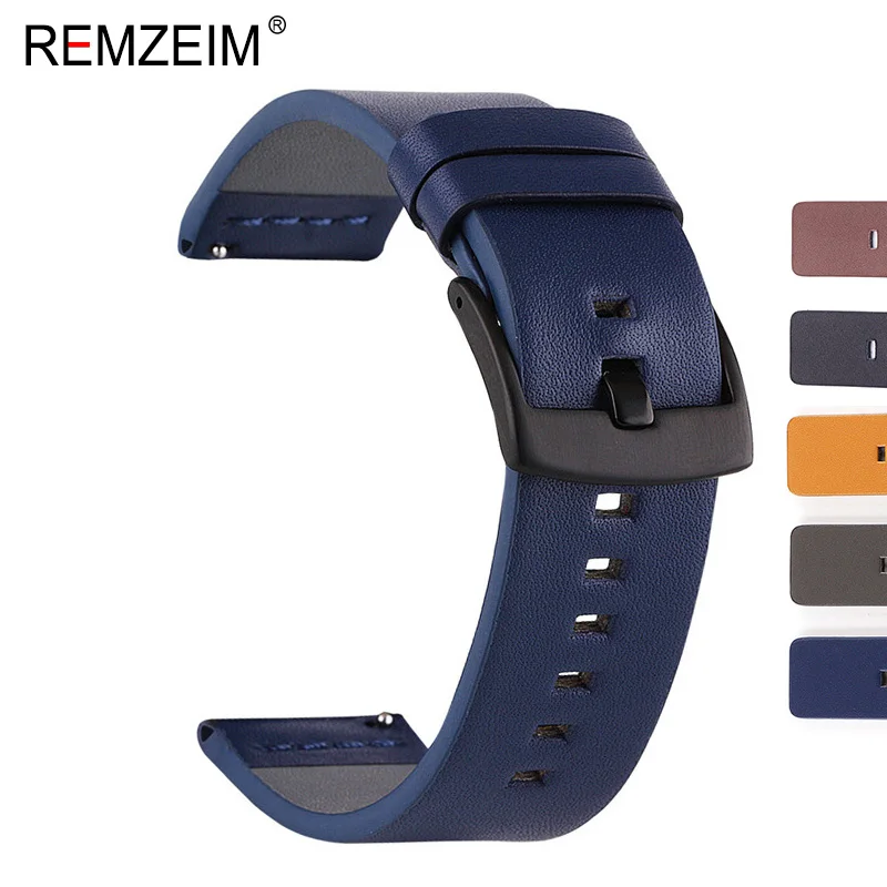 Ремешок кожаный для Samsung galaxy watch 42 мм 46 браслет 18 20 22 24 huami amazfit GTR Bip active 40 44 Gear sport S2