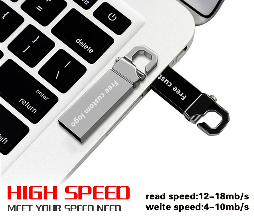 High Speed Metal USB Flash Drive 32GB pendrive 128GB 64GB 16GB 8GB pen drive 2.0 flash Memory stick Key cle usb Free Custom Logo