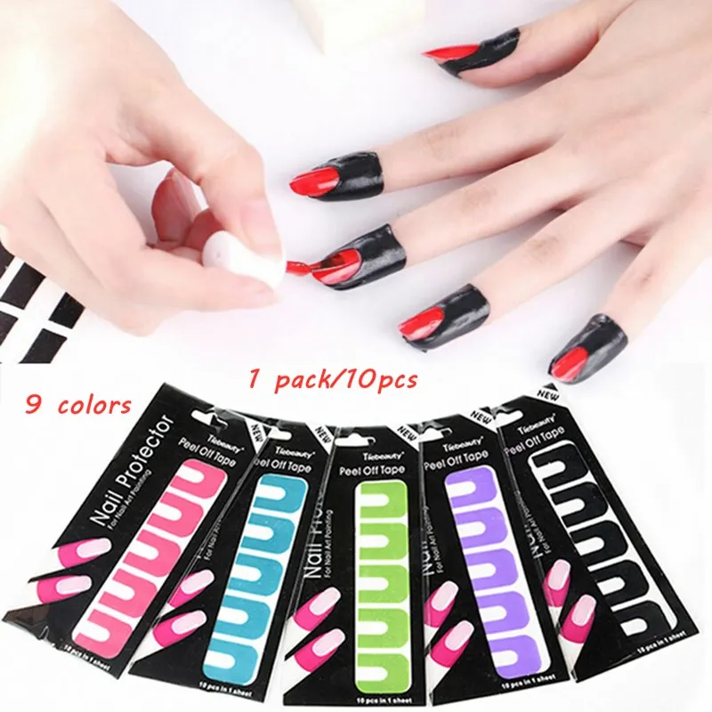 

10Pcs U-shaped Women Nail Polish Peel Off Tape Anti-spill Protection Stickers