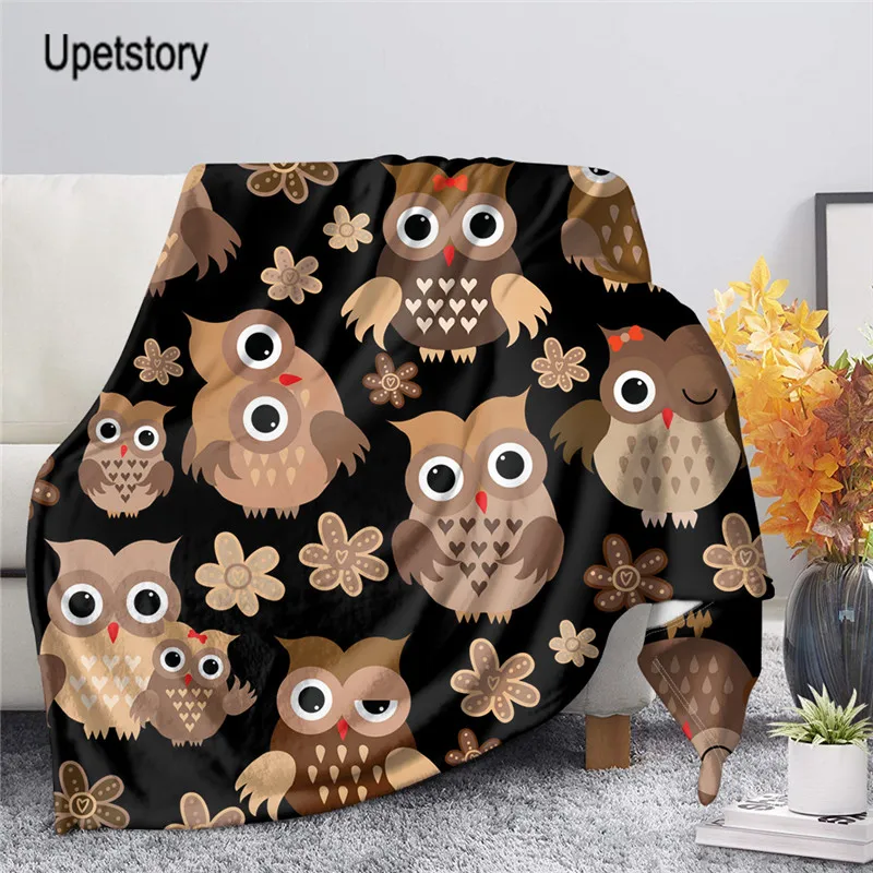 

Upetstory Cute Animal Cartoon Owl Fleece Throw Blankets for Adults Kids Soft Warm Sofa Couch Bed Plush Blanket Thin Fall Quilt