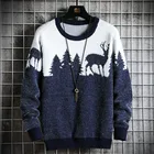 Осенне-зимний Рождественский свитер, мужские пуловеры, вязаные свитера с принтом оленя, мужской и женский смешной Рождественский свитер унисекс
