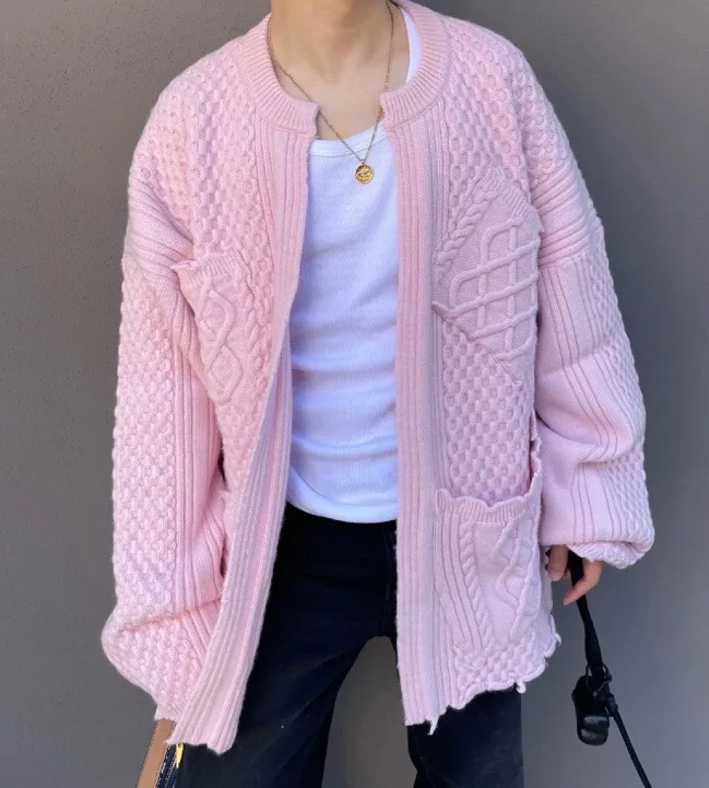 

Four Pockets Twist Knitted Cardigan Sweater Women Designer Clothes