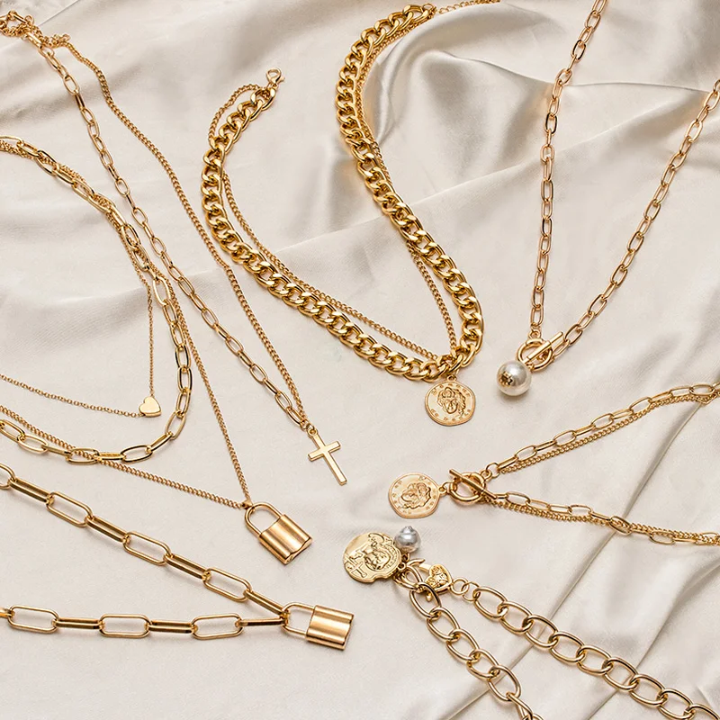 Женское многослойное ожерелье чокер винтажное золотого цвета с монетницей