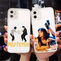 pulp fiction fashion cool phone cases matte transparent for iphone 7 8 11 12 s mini pro x xs xr max plus cover funda shell capa