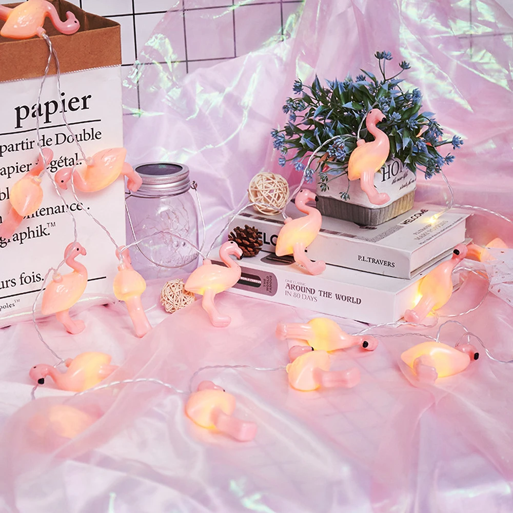 

Pink Flamingo LED String Light 220V/Battery Box For Romantic Wedding Birthday Party Christmas Festival Decoration Lights