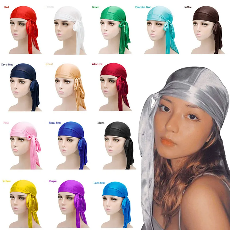 Новинка 2021 унисекс мужские s бандана Doo Durag головной убор с длинным хвостом мягкая