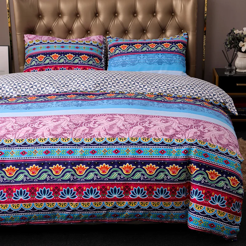 

Modern Bohemian Bedding Set Luxury Mandala Printed Duvet Cover Set with Pillowcovers Soft Microfiber Boho Quilt Cover