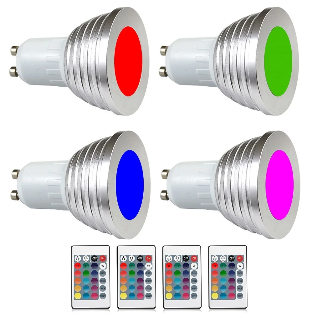 

Wholesale 10Pcs 3W RGB LED Spot Lighting GU10 16 colour High Tech LED Lamp Spot light + IR remote control Free shipping