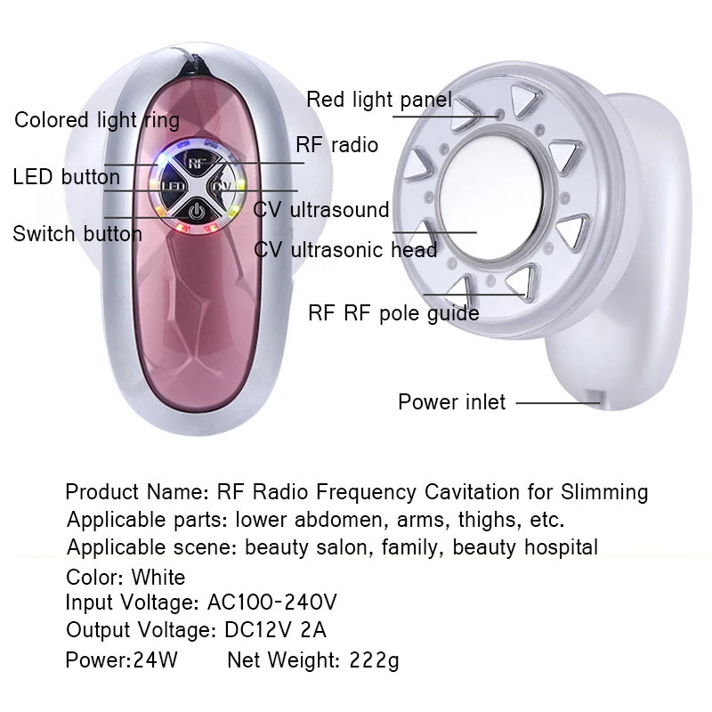 Портативный RF кавитационный ультразвуковой массажер для похудения тела Потеря
