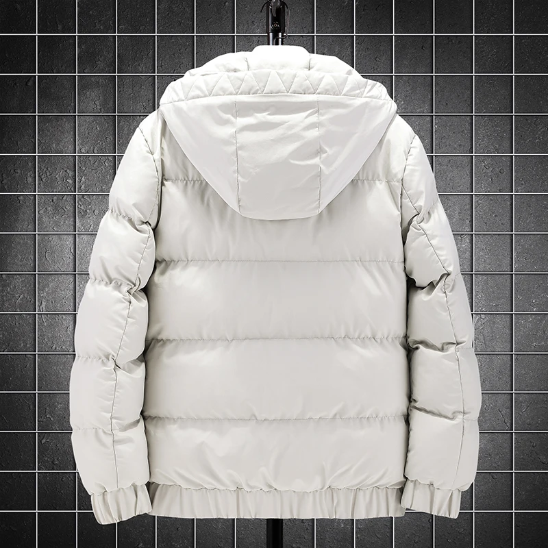 Solid Color Men's Parkas Fashion Oversize 5XL 2022 Winter Casual Thick Warm Hooded Cotton-Padded Jacket Male Streetwear Top Coat