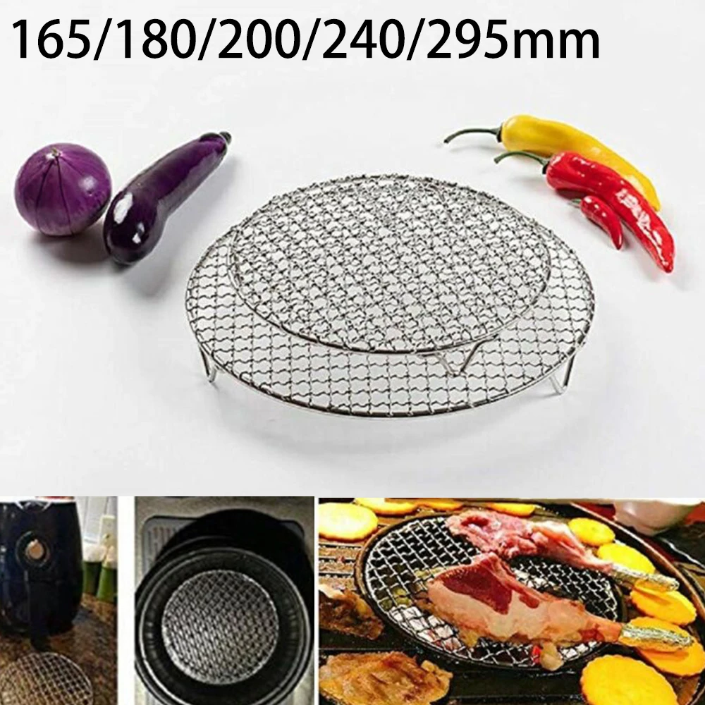 

Stainless Steel Round Grill Net With Foot Barbecue BBQ Meshes Wire Oven Grill Sheet Cooling Baking Rack For Camping Hiking