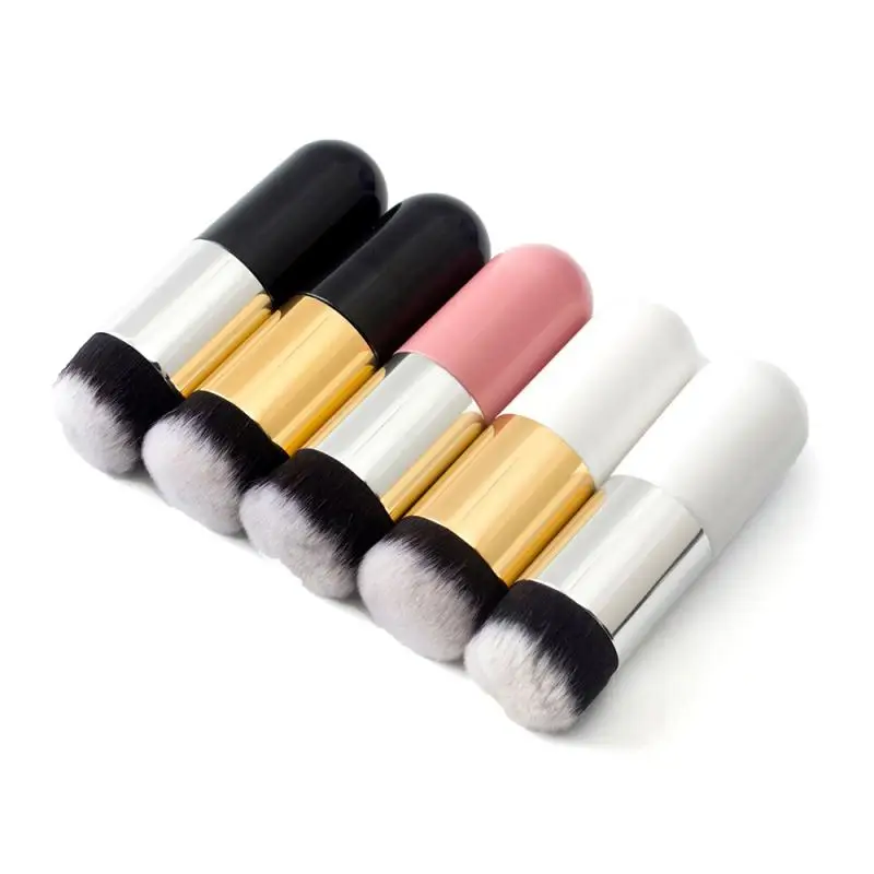 

5Color 1PC Professional Chubby Pier Foundation Brush Round Head Silver Foundation Makeup Brush Flat Cream Cosmetic Make-up Brush
