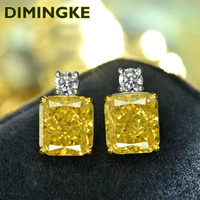 dimingke 910mm rectangle yellow blue high carbon diamond earrings woman s925 sterling silver jewelry wedding party gift
