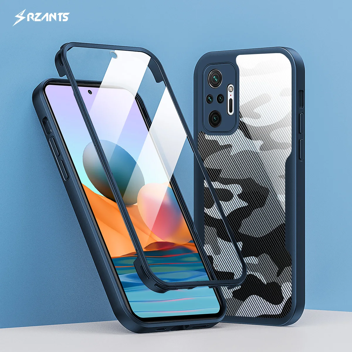 Rzants For Xiaomi Redmi Note 10 10S 4G Redmi Note 10 Pro Max 4G 5G Case 360 Camouflage Bettle Full Clear Cover Soft Phone Casing