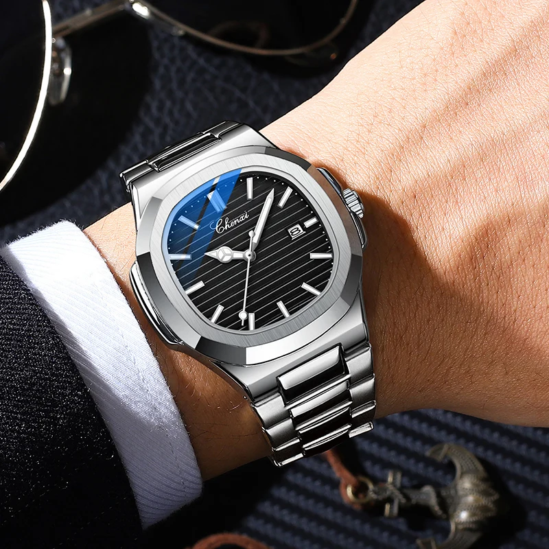 Часы наручные мужские кварцевые из нержавеющей стали модные классические