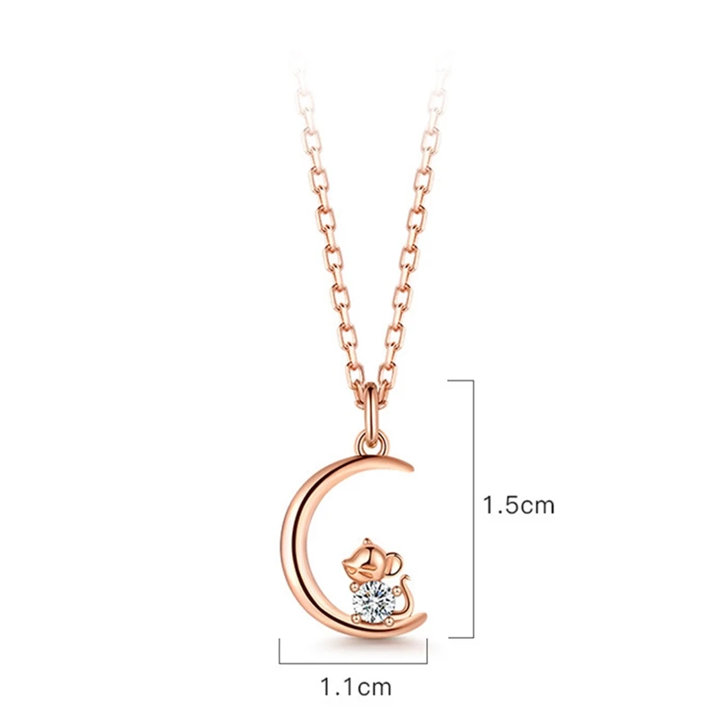 

New Fashion Zodiac Rat Moon Clavicle Chain Girl Simple Temperament Pendant Necklace Daily Jewelry