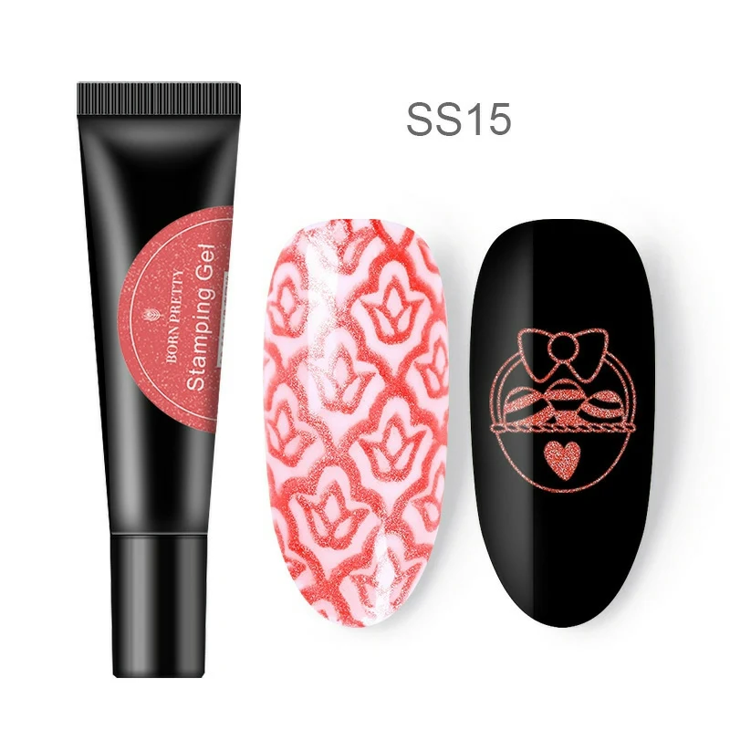 BP-SS15 BORN PRETTY ногтей штамповка Гель-лак 8 мл черный белый штамп печать масло УФ Гель-лак для ногтей замачиваемый лак для пластина для стемпинга для нейл-арта - Цвет: BP-SS15