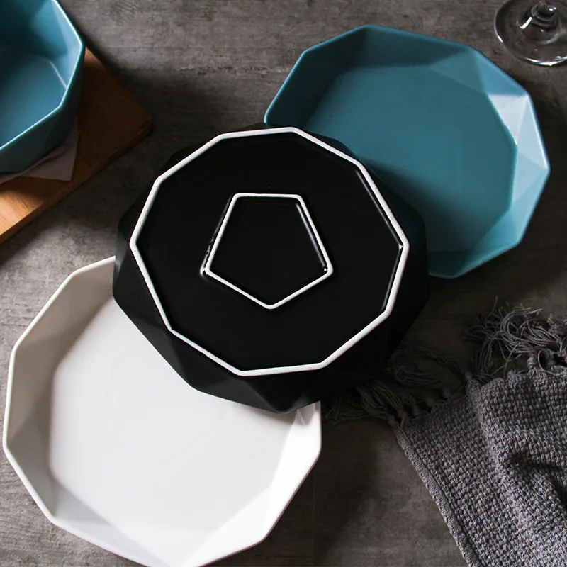 Геометрические керамические тарелки наборы шестиугольных блюд и тарелок