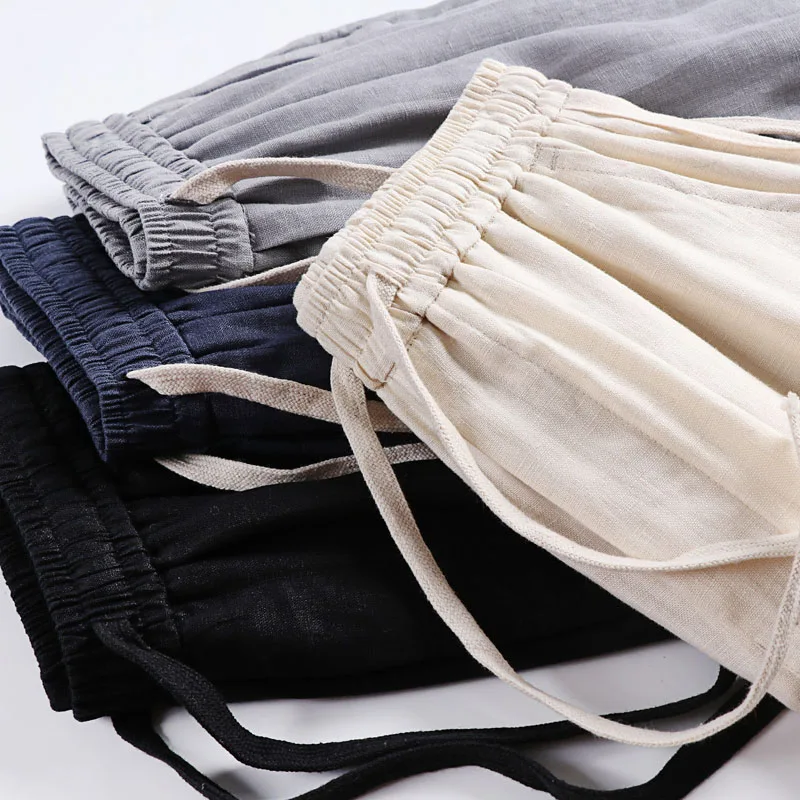 

Autumn Spring 8XL Waist 140cm pants men 5XL 6XL 7XL Cotton linen large size trousers men