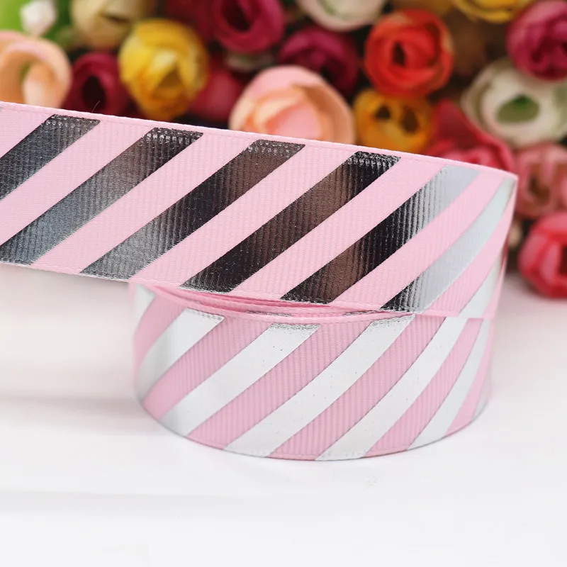 Лента с серебристыми диагональными полосками 10 ярдов 1 дюйм 25 мм аксессуары