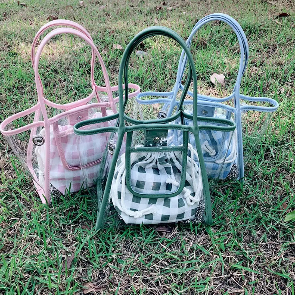 

Fashion Clear Jelly Tote Shoulder Bag Designer Pvc Women's Handbag Large Capacity Composited Bags for Women 2021 Clutch Purses