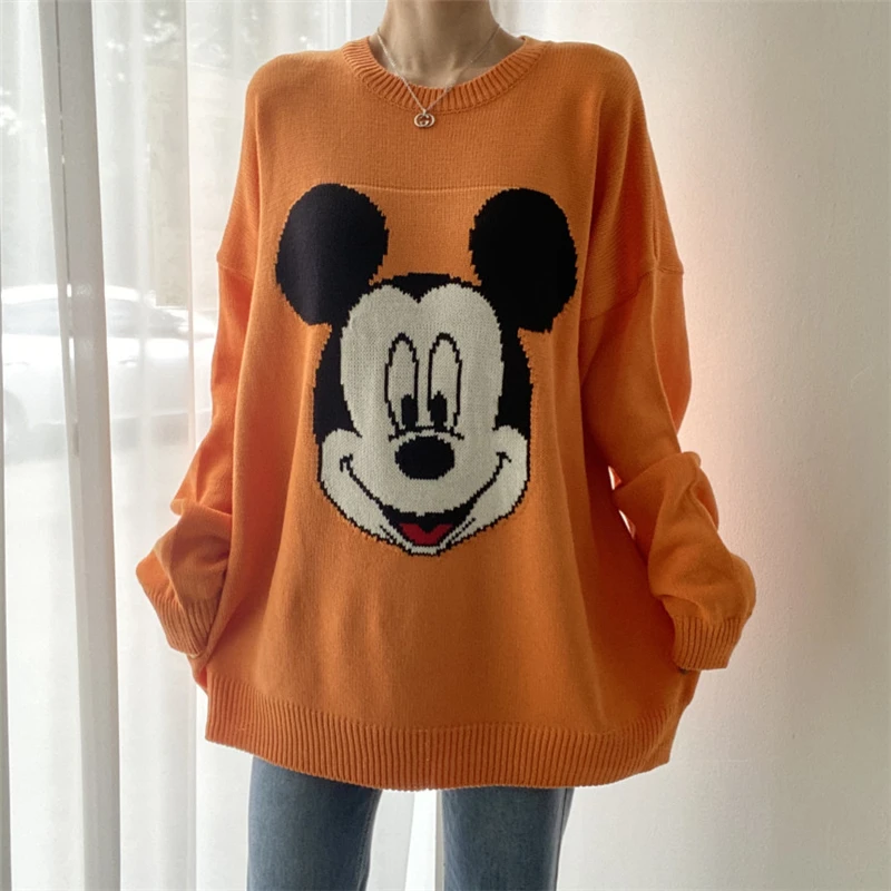 Женский трикотажный пуловер с длинным рукавом круглым вырезом | Женская одежда