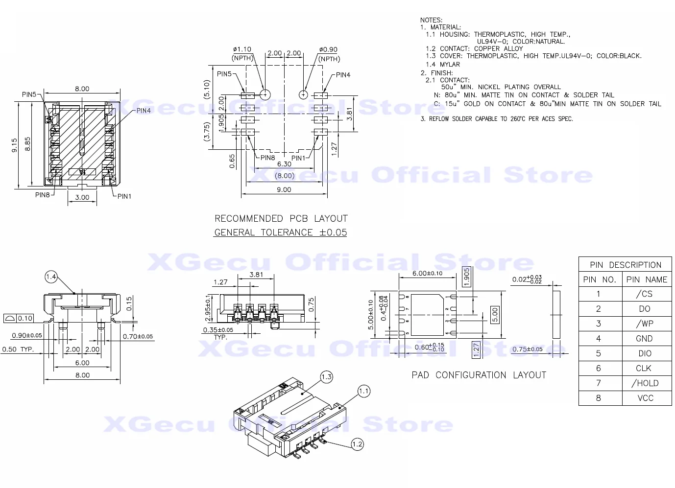 

universal two-in-one socket/adapter for both 6*5MM and 8*6MM chips