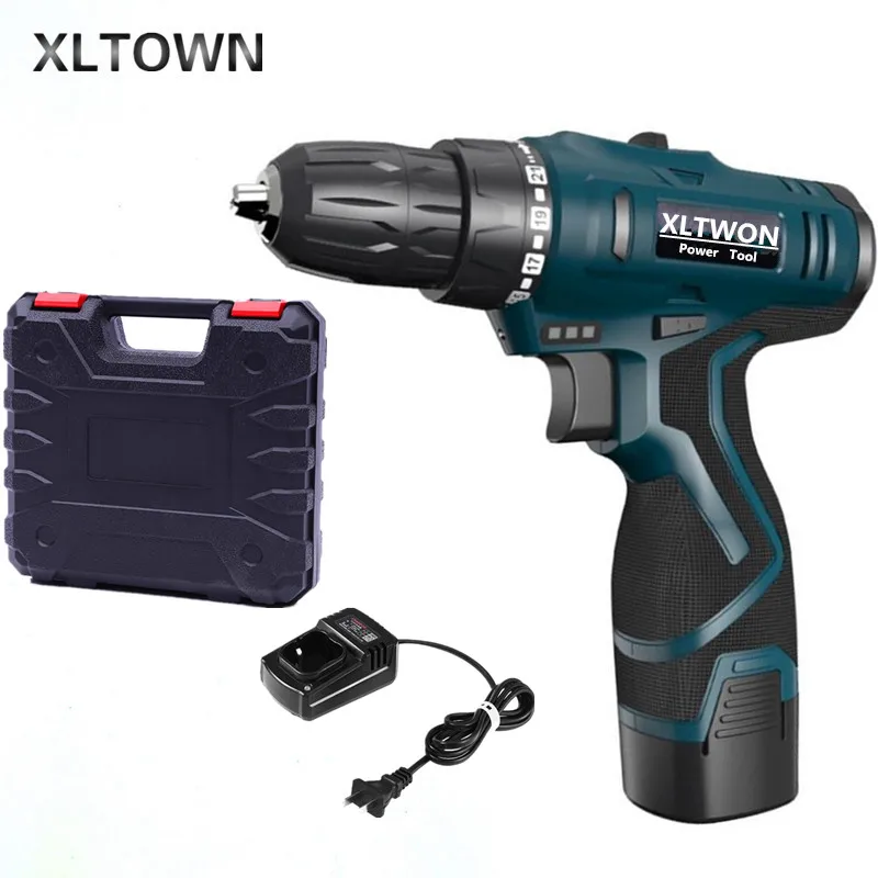 Xltown 16,8 v Беспроводная многофункциональная двухскоростная электрическая отвертка домашняя литиевая батарея перезаряжаемая мини-дрель в подарок