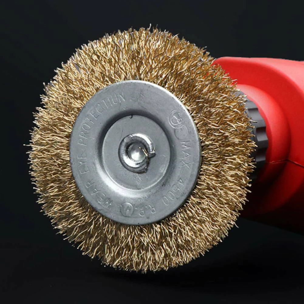 

10pcs Wire Wheel 38mm Brass-Coated Steel End Brush Set 1/4" Shank Rotary Wire Wheel Brushes