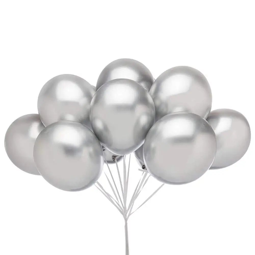 

10pcs Metallic Gold Silver Green Purple Ballon Wedding Happy Birthday Latex Balloons Metal Chrome Balloon Air Helium Baloon