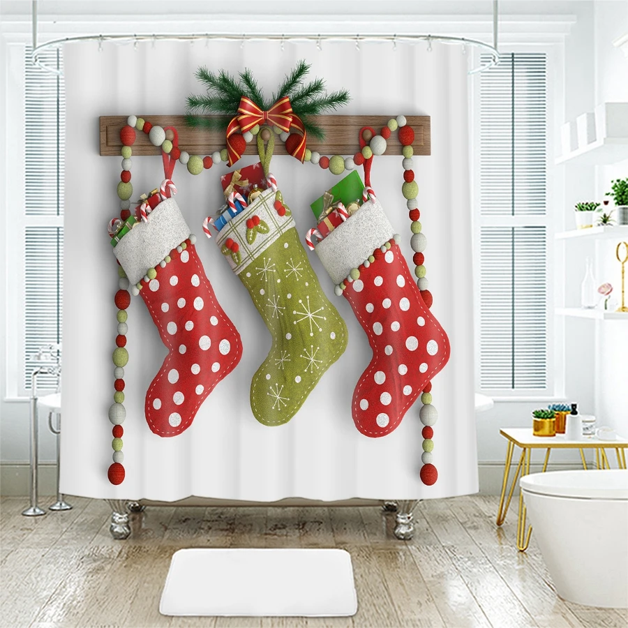Водонепроницаемые плотные занавески для ванной с 3d-рисунком рождественских