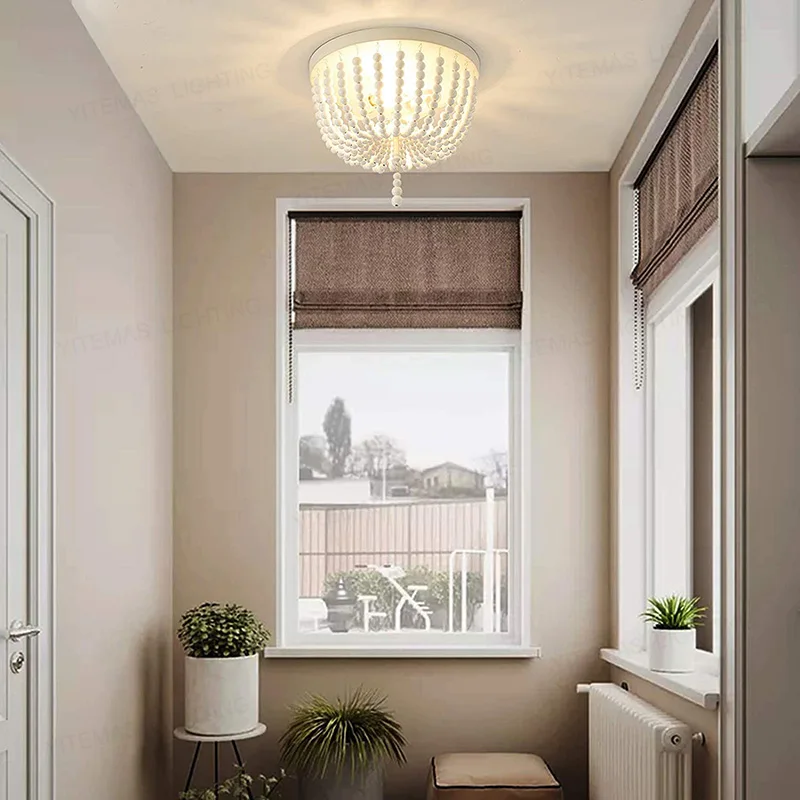 Американский потолочный светильник в стиле фермерского дома с деревянными