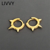 livvy silver color punk hip hop geometric pendant hoop earrings for women gold party jewelry accessories wholesale trend