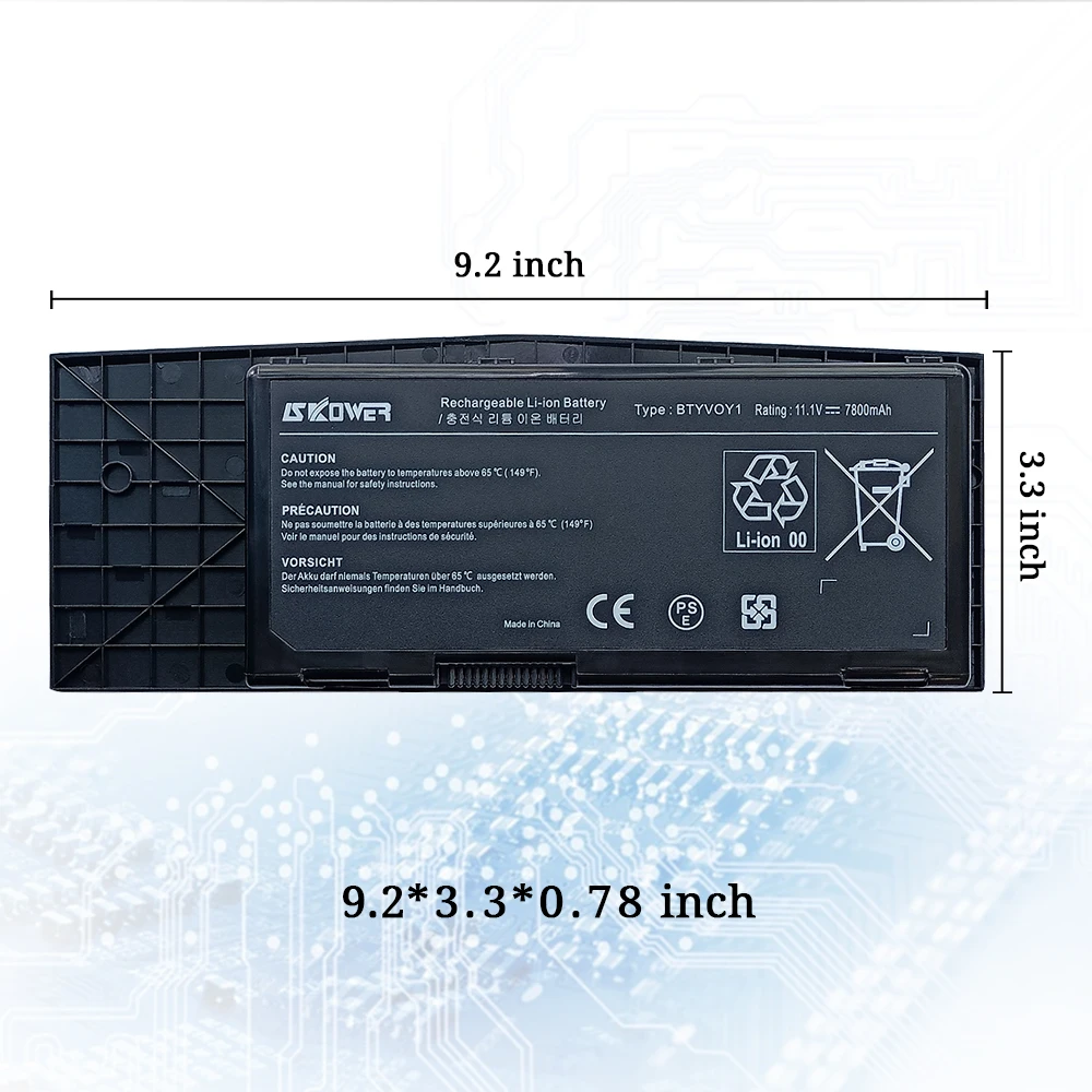 Аккумулятор SKOWER BTYV0Y1 для ноутбука DELL Alienware M17X R3 R4 сменный C0C5M 7XC9N 5WP5W 11 1 В/7800