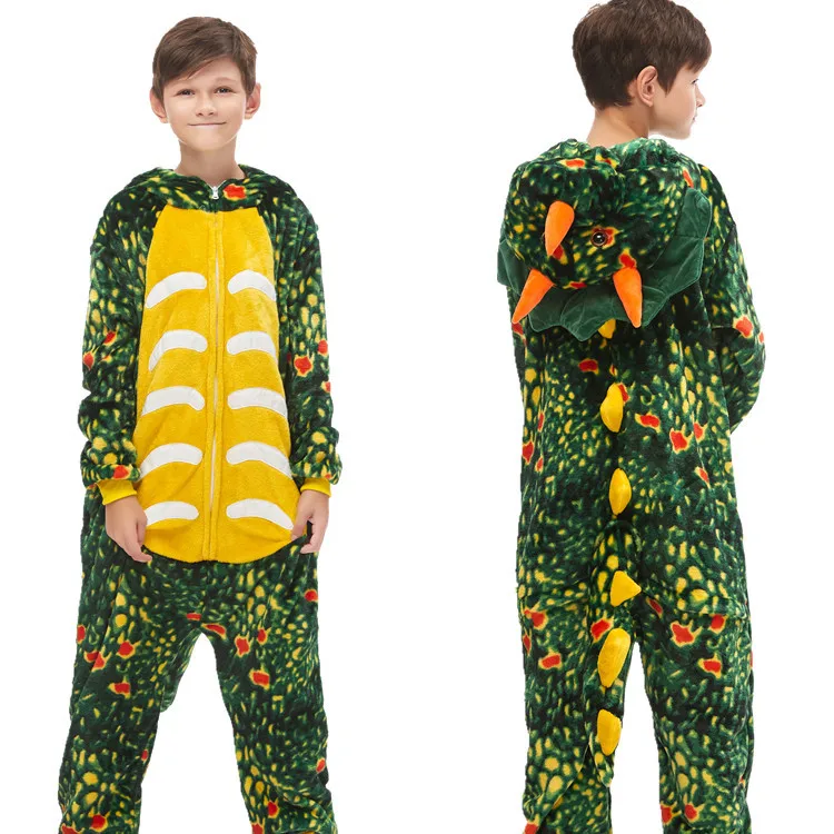 triceratops Kigurumi/Детская Пижама с единорогом для девочек; Пижама с капюшоном для мальчиков; Рождественская Пижама с единорогом; одеяло для сна; комбинезон с животными - Цвет: triceratops