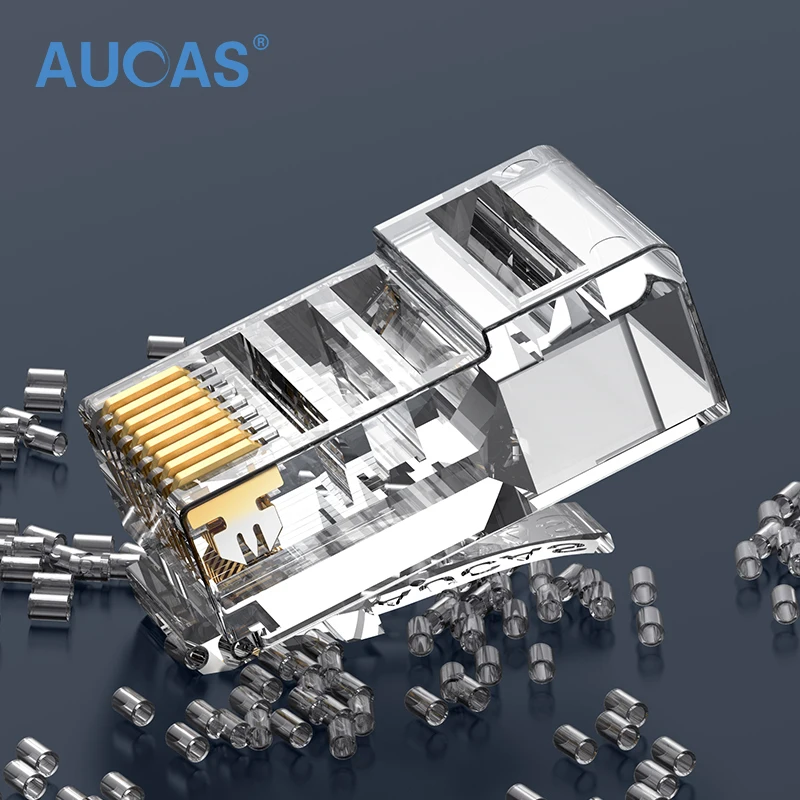 Обжимные Щипцы AUCAS Rj45 CAT6 CAT7 сеть Lan 50U Позолоченные 8P8C Utp разъем для головки женское
