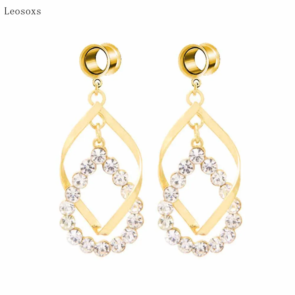 

Leosoxs 2pcs Hot-selling Personality Long Diamond-studded Irregular Wave Ear-expanding Body Piercing Jewelry