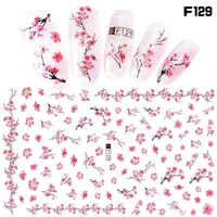 flowers 3d nail stickers self adhesive ultrathin nail art decals peachblossom watercolor bloom hot pink manicure tips supplies