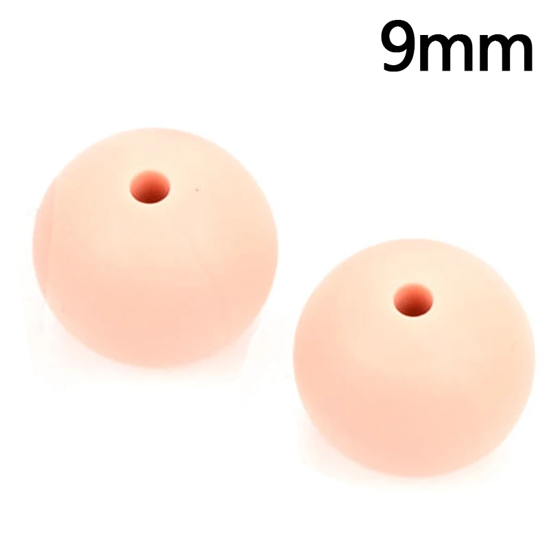 Peach LOFCA 50 шт./партия 9 мм Силиконовые Бусы Длинные Прорезыватели для зубов еда без бисфенола-а класс детский Прорезыватель жевательные DIY ювелирные изделия ожерелье изготовление - Цвет: Peach