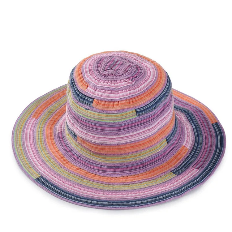 Панама в полоску Солнцезащитная Складная шапка для отдыха и пляжа с широкими