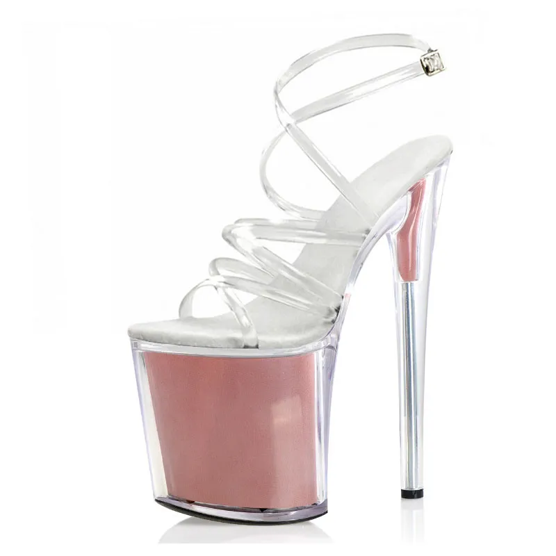 

20CM Glitter Rome Nightclub Platform Sandals Sexy Fetish Stripper Heels Open Toe Pole Dance Shoes Party High Model Women Dress