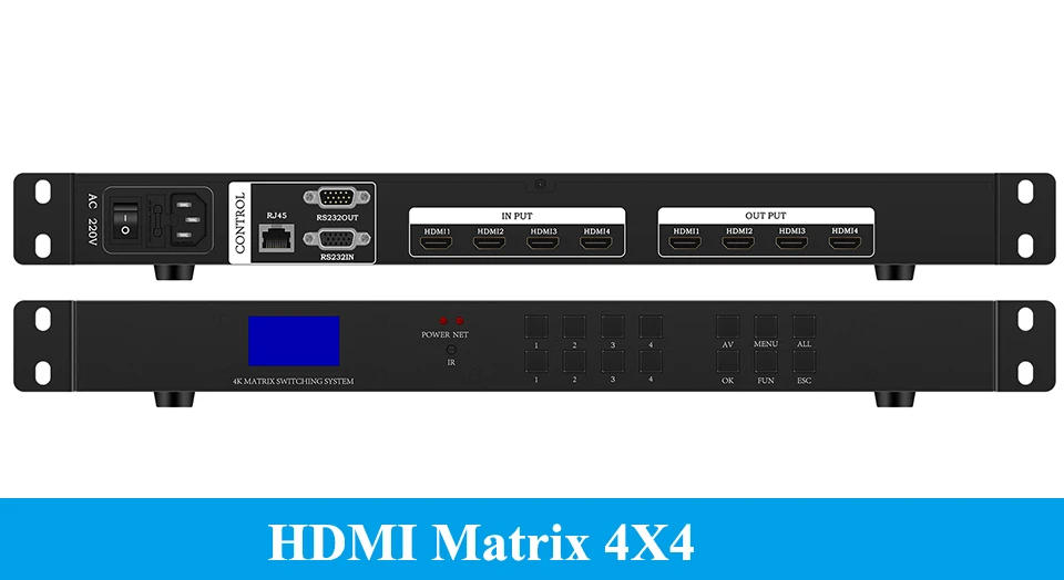

HDMI matrix 4x4 4 in 4 out Professional Engineering Level 1080P60 Splitter Switch Switcher Support panel buttons Video Converter