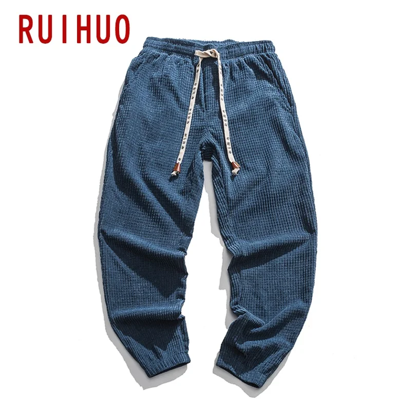 RUIHUO 2021 вельветовые штаны шаровары брюки Для мужчин джоггеры больших размеров в