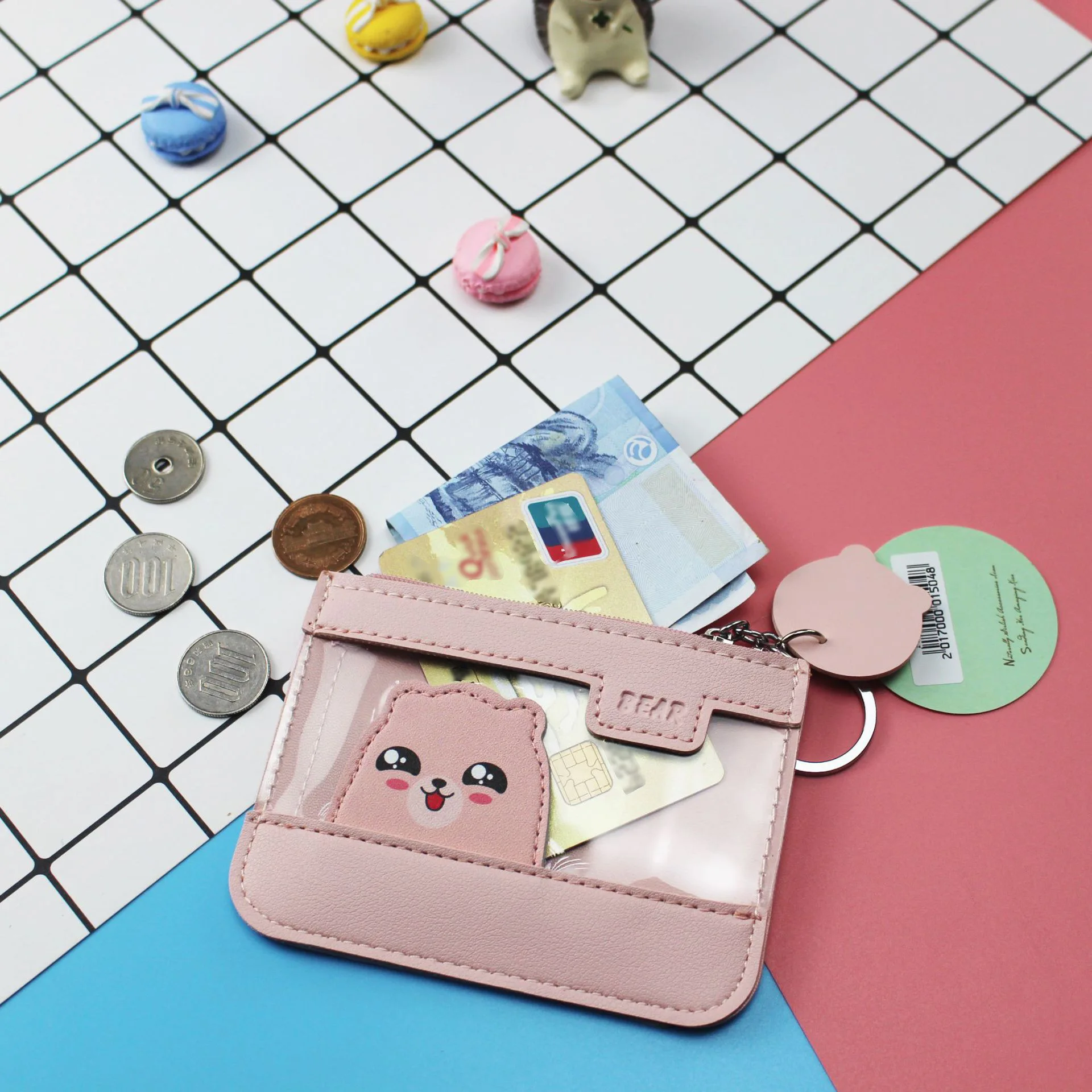 pink 1 шт. Новое портмоне «кошка» с мультяшным медведем, комбинированная сумка для карт, сумка для монет, Студенческая креативная сумка для хранения животных, дропшиппинг - Цвет: pink