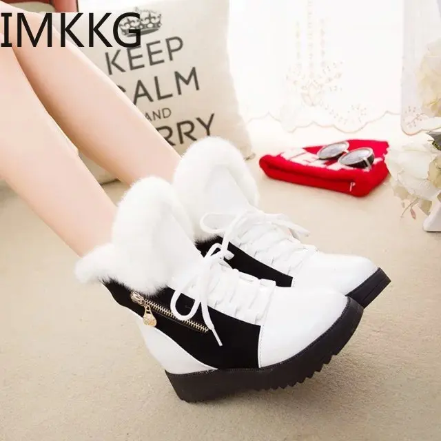 High Quality Women Boots Lace Up Martin Ankle Fur Winter Warm Shoes European Size | Обувь